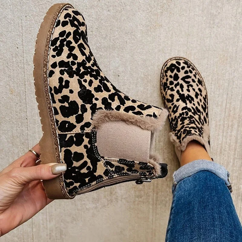 

Fashion Women's Shoes New Autumn and Winter Leopard Print Casual Boots Women's Chelsea Boots Size Women's 2022 Women Shoes