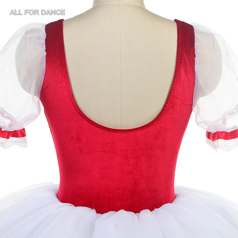 24055 Новые балетные танцевальные пачки с короткими рукавами красный бархатный лиф