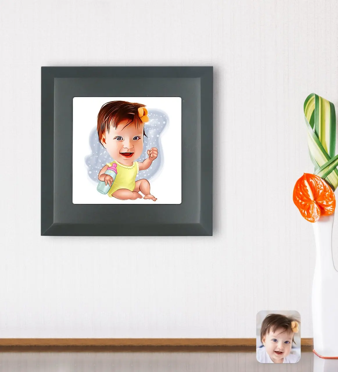 

Personalized Baby Karikatürlü Wood Framed Stone Wall Dekoru-1