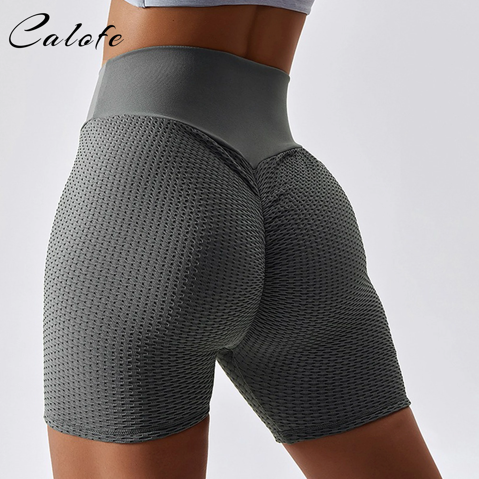 

2023 Seamless Shorts High Waist Shorts Woman Gym Bubble Honeycomb Tights Fitness Elastic Breathable Hip-lifting Sports Running