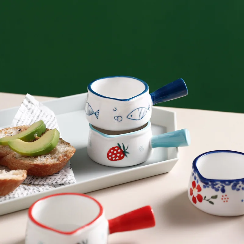 Керамический маленький кувшин для молока и соуса с короткой ручкой блюдо в