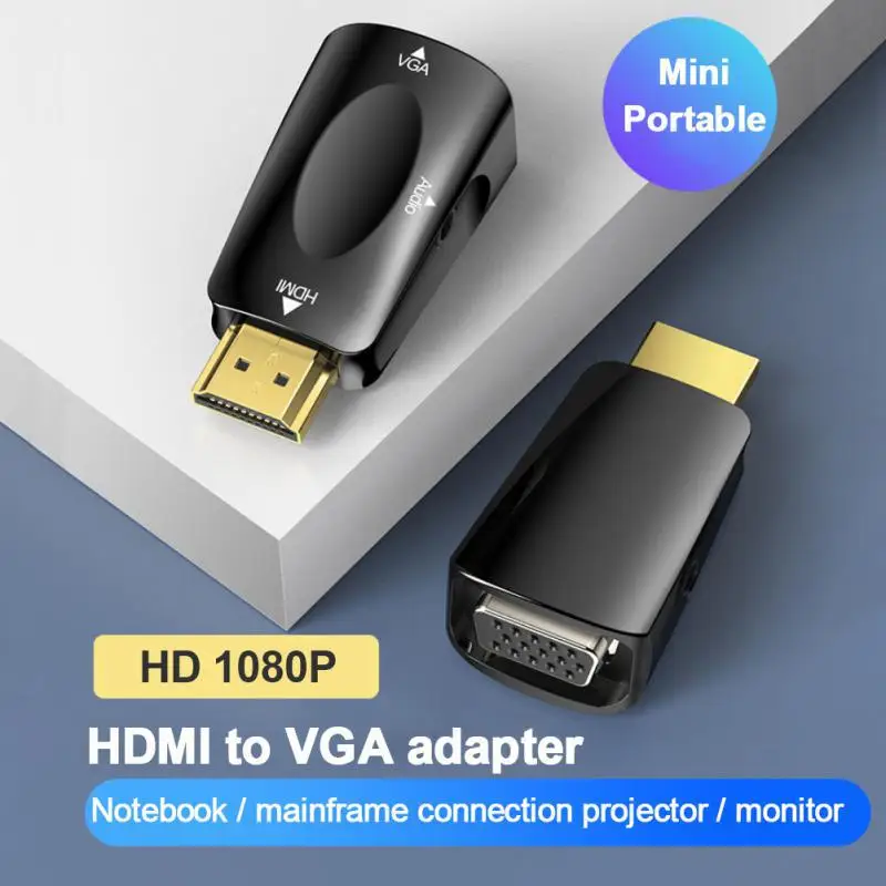 

HDMI to VGA Adapter Converter with 3.5mm Audio Interface Male to Female 1080P HD Transmission TV Set-Top Box Computer Connector