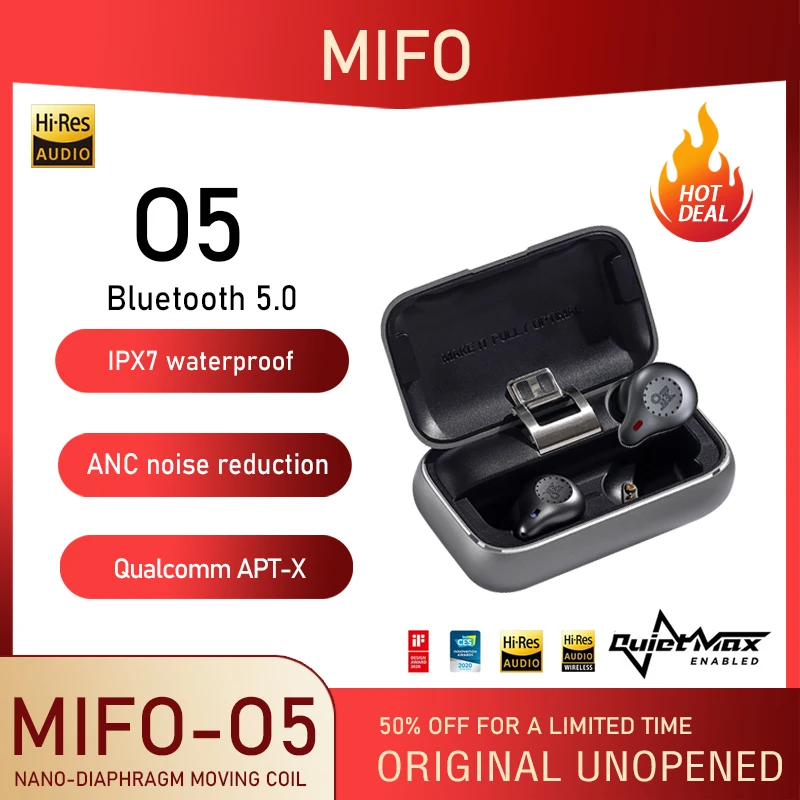 

Mifo O5 Pro Bluetooth 5.2 TWS Aptx True Wireless Earbuds Balanced Bluetooth Earphones CVC 8.0 Noise Reduction 10H Play Time