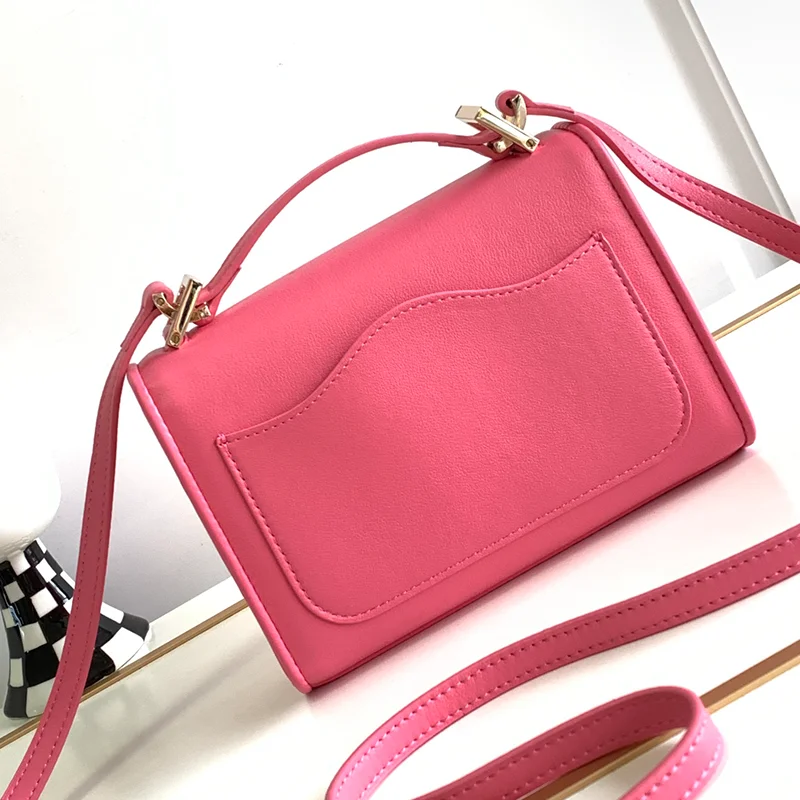 2023 New Women's Bag Fashion Zero Wallet Solid Cowhide Simple Crossbody Bag Handbag Mini Square Bag Casual Women's Shoulder Bag