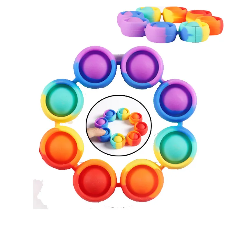 

Rainbow Bubble Bracelet Wearable Fidget Toy Sensory Educational Toys Tie-Dye Adult Kids Autism Stress Reliever Sensory Toy