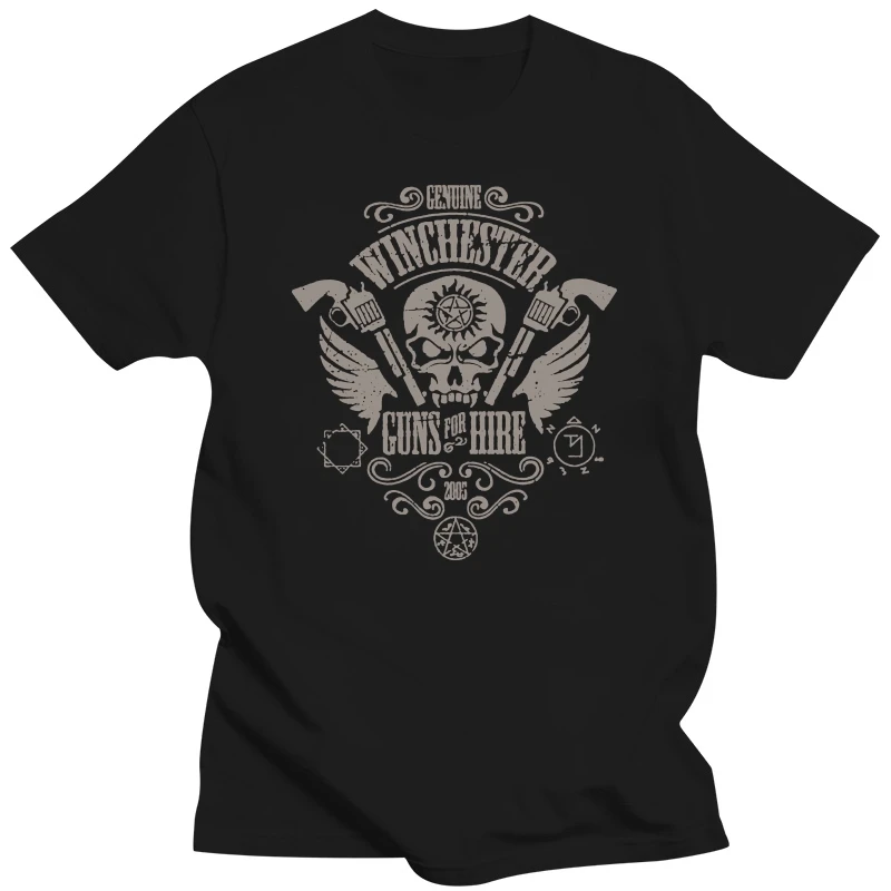 

Men's Winchester Guns For Hire Supernatural T Shirt 100% Cotton Clothes Novelty Short Sleeve Tee Shirt Graphic Printed T-Shirt