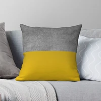 concrete and mustard color block square pillowcase polyester velvet creative zip decor car cushion cover 18x18 inch