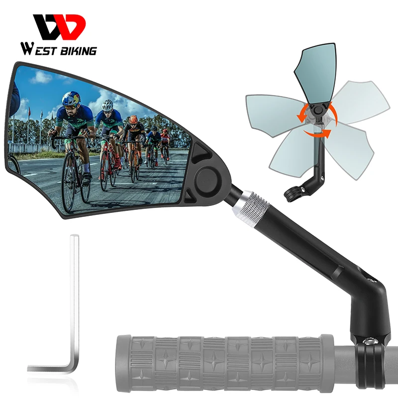 

WEST BIKING антибликовое Велосипедное Зеркало заднего вида телескопическое гибкое 360 широкоугольное MTB E-Bike электрический скутер HD зеркало заднего вида