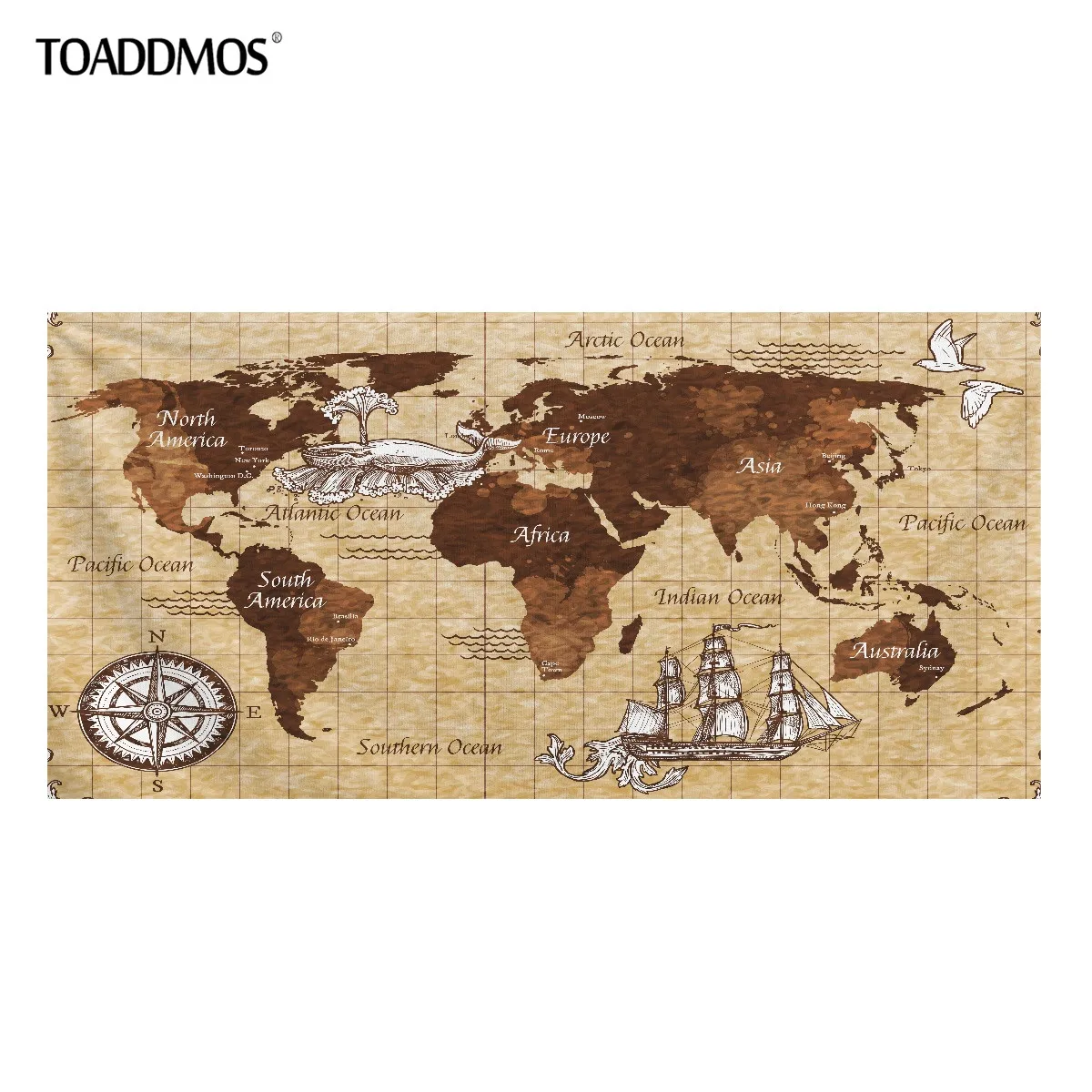 

TOADDMOS World Map Design Soft Bath Towel Summer Swimming Quick-drying Towel Bathroom Absorbent Washcloth Comfort Facecloth