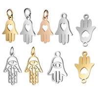 20pcslot bulk wholesale stainless steel fatima hand hamsa evil eye luckpendant charms for diy jewelry making supplies accessory