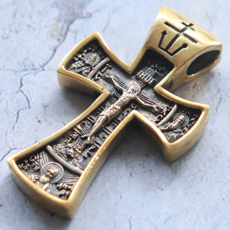 14 г Распятие Православный крест Ангел-хранитель Индивидуальный серебряный кулон