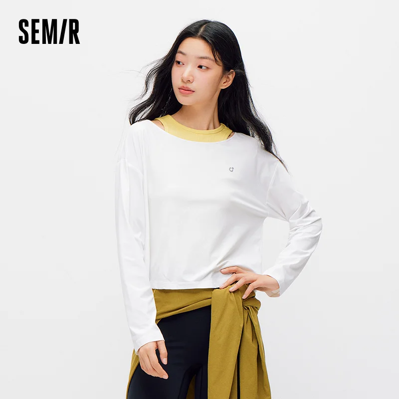 Фото Женская футболка Semir с длинным рукавом, влагоотводящая, быстросохнущая, укороченная, с вырезами, лето 2026 №3