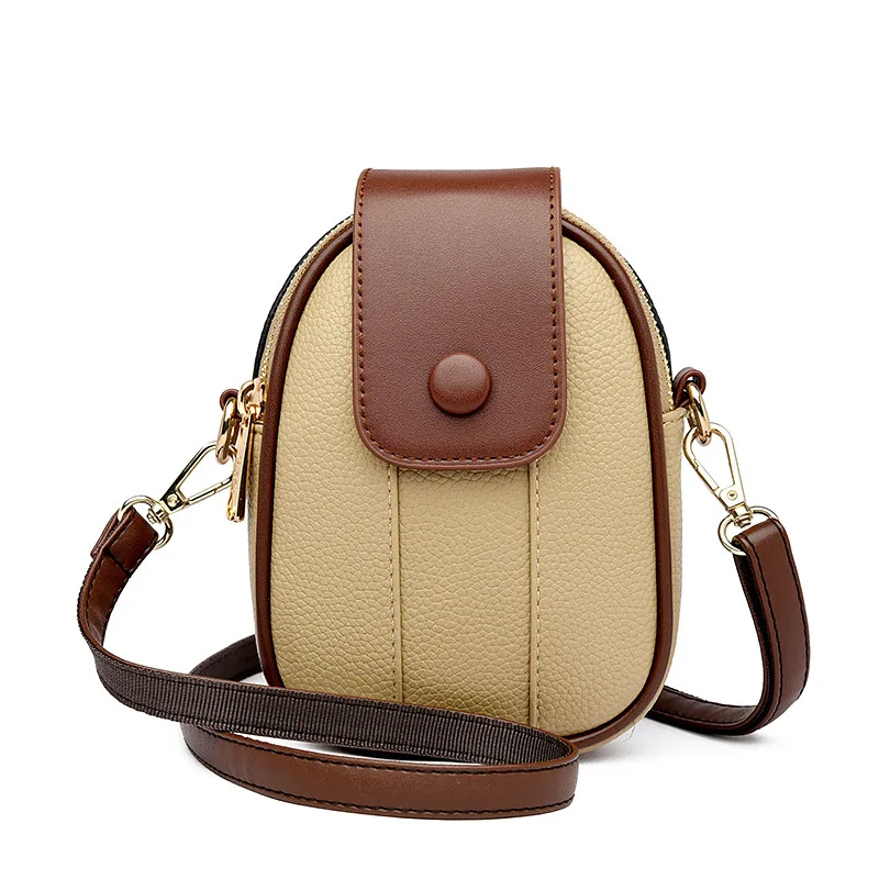 

2023 Mini Crossbody Bag Women Fashion Buckle Mobile Phone Bag Simple Makeup Card Bag PU Leather Waterproof Solid Color Bag