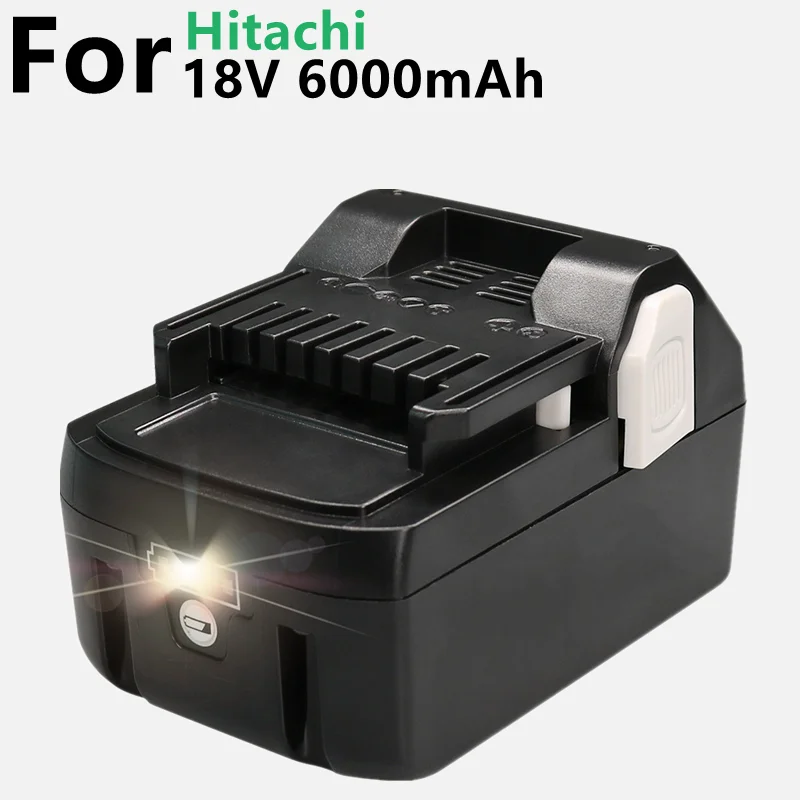 

18V 6000mAh Lithium ion Rechargeable Cordless Drill Power Tool battery for Hitachi BCL1815 EBM1830 BSL1840 Battery LED display