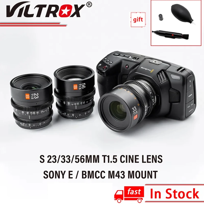 

Viltrox 23mm 33mm 56mm T1.5 Cinema Lens Manual Focus Prime Filmmaking Vlogger for Sony E M43 Mount Lumix Olympus BMPCC Camera
