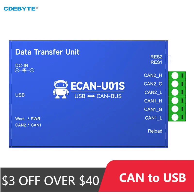 CAN to USB Converter CAN2.0 Debugger Bus Analyzer CAN-BUS Bidirectional 2-Way Transceiver CDEBYTE ECAN-U01S Portable Relay