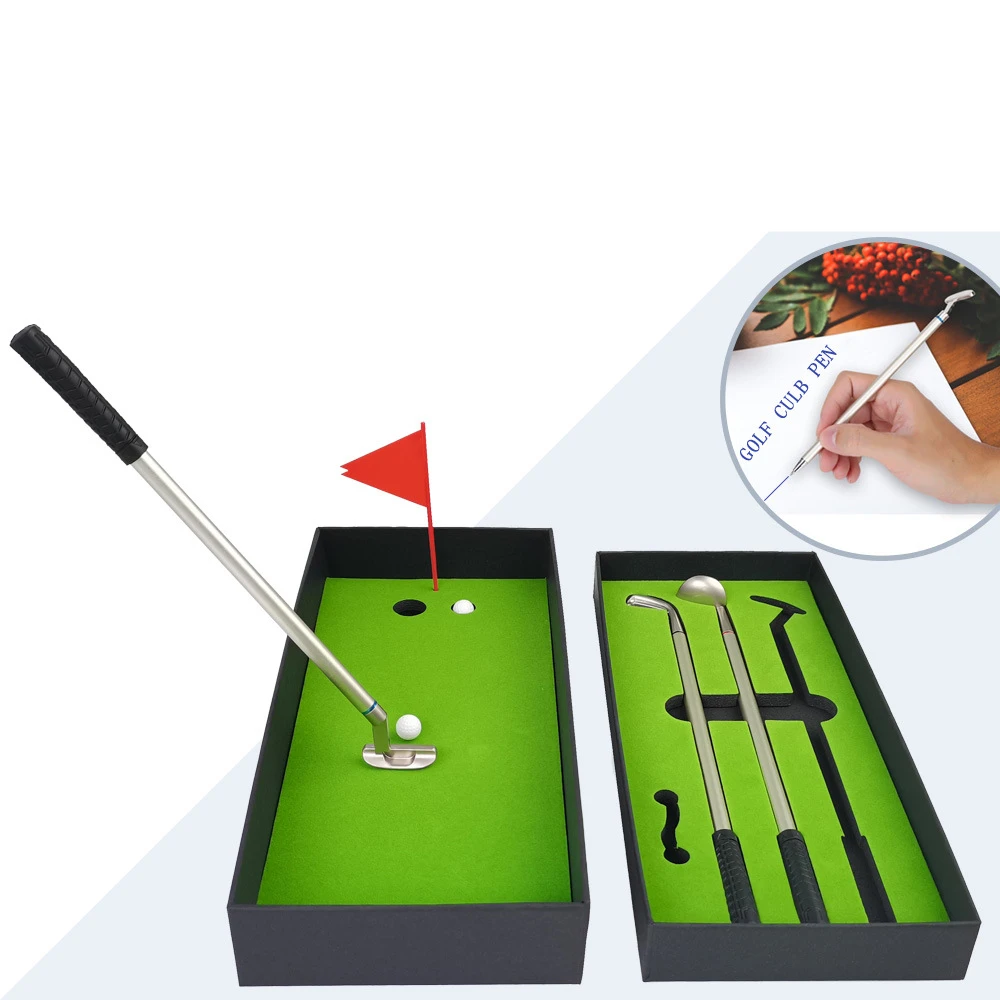 Mini Golf Club Pen Box with 3 Pen 2 Balls and a Flag for Men Ballpoint Creative Writing or Teen Gift THANKSLEE