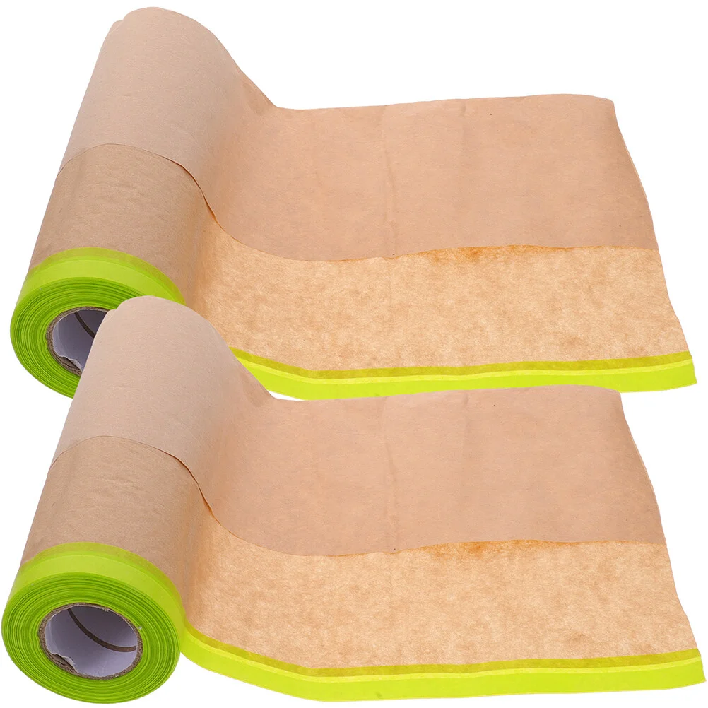 

2 Rolls Kraft Masking Film Covering Paper Home Painting Supplies Car Tape Textured For Automotive