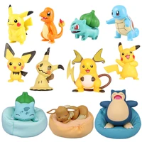 6pcsset genuine anime pokemon figures boxed pikachu snorlax bulbasaur eevee raichu action figure model for kid birthday gifts