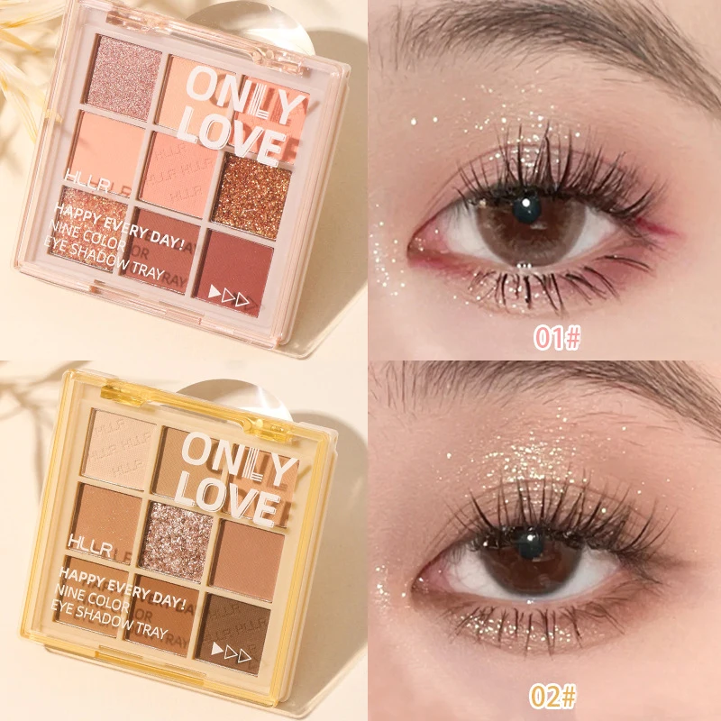 

9 Color Pink Glitter Pearly Eyeshadow Palette Long-lasting Waterproof Eye Shadow Shiny Eye Pigments Makeup Korean Cosmetic