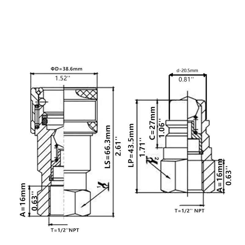 LSQ-S4-04 1/2 дюйма NPT ISO5675 гидравлический быстроразъемный тракторный соединитель