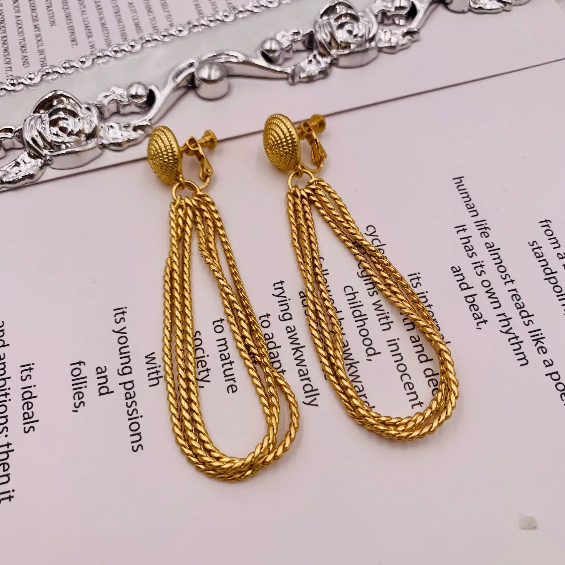 

Medieval vintage style tassels long earrings
