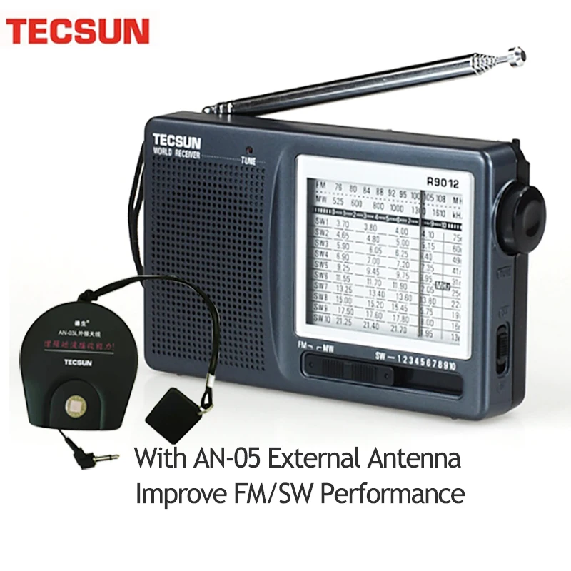 Портативный радиоприемник TECSUN R-9012 R9012 AM/FM/SW 12 диапазонов с внешней антенной AN-05
