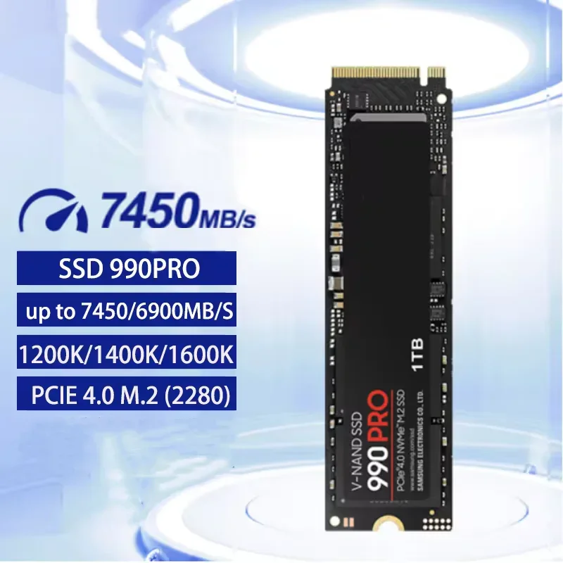 2024 990 PRO 4 ТБ 2 1 M.2 2280 SSD PCIe4.0 NVMe Игровой внутренний твердотельный жесткий диск до 7450