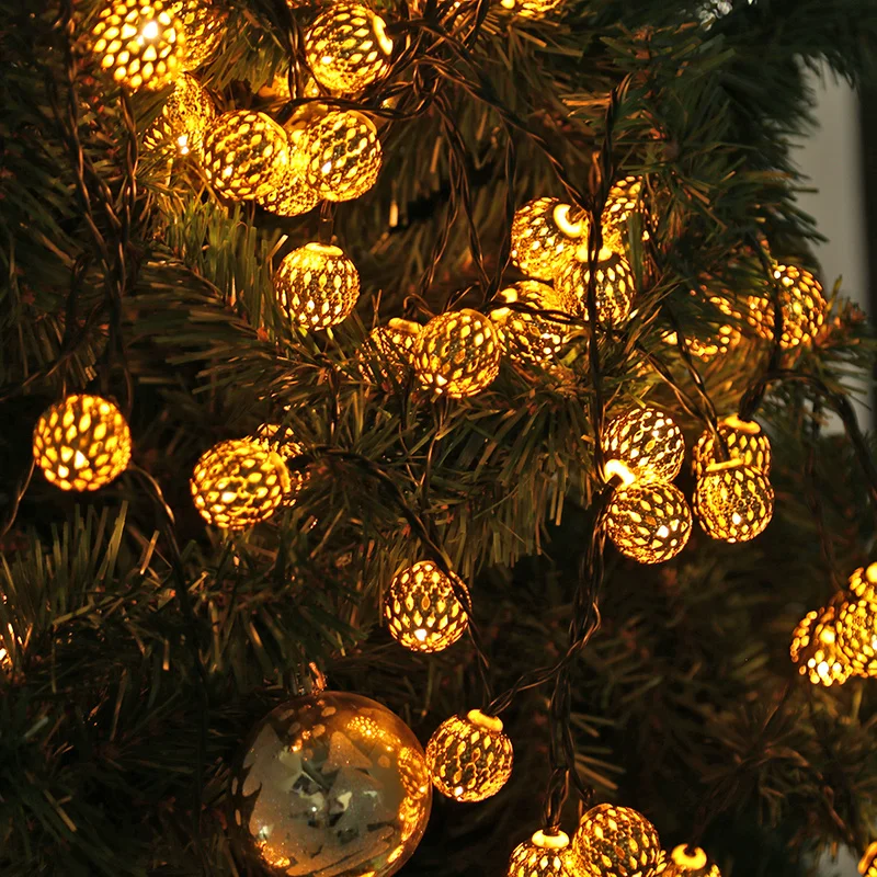 

Гирлянда с марокканскими шарами, водонепроницаемые светодиодные сказочные огни, уличная гирлянда, свадебное украшение, новый год