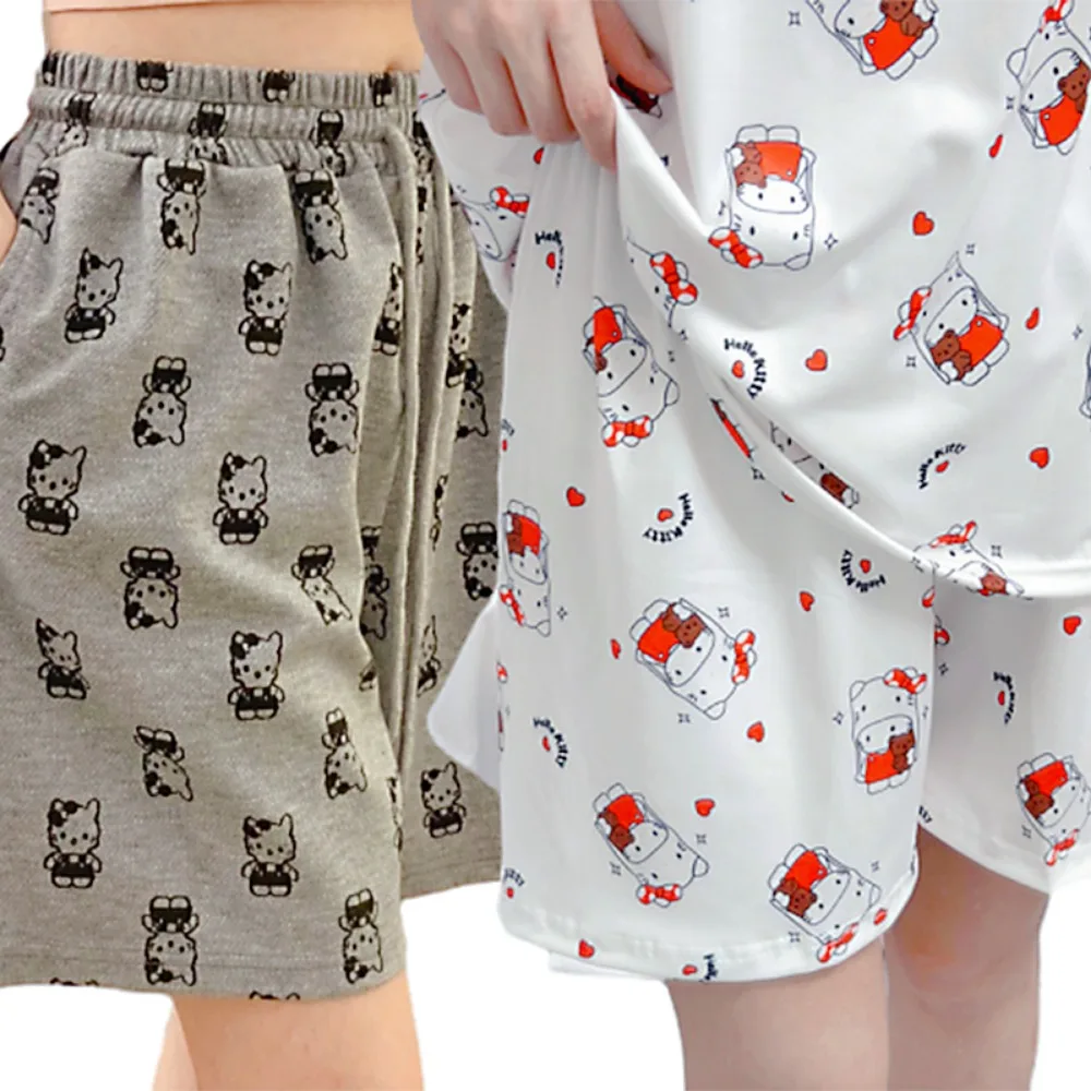 Летние милые штаны Hello Kitty Sanrios мультяшная девушка повседневные свободные тонкие