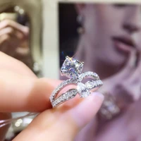 milan girl crown water drop square carat diamond ring open ring new princess square diamond copper inlaid zircon high grade ring