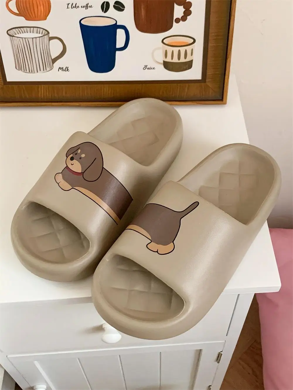 Домашние тапочки женские летние пляжные шлепанцы с собакой сандалии из ЭВА