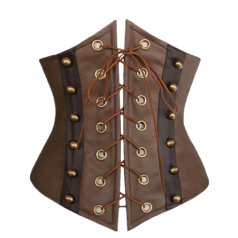 

Women Sexy Lingerie Gothic Faux Leather Lace Up Underbust Corset Bustier Top Waist Belt Body Shaper