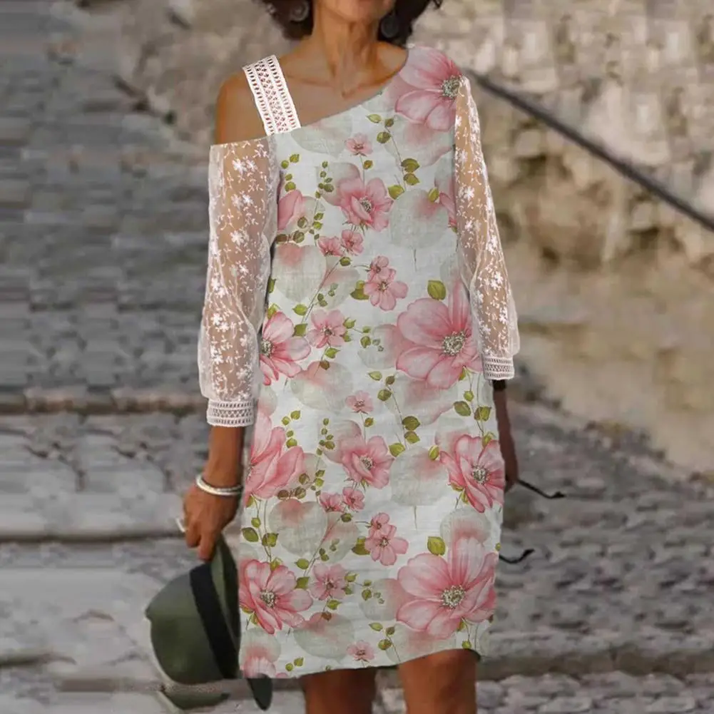 

Fashion Casual Dress Cool Women Women Dress Lace One Shoulder Elegant Dress