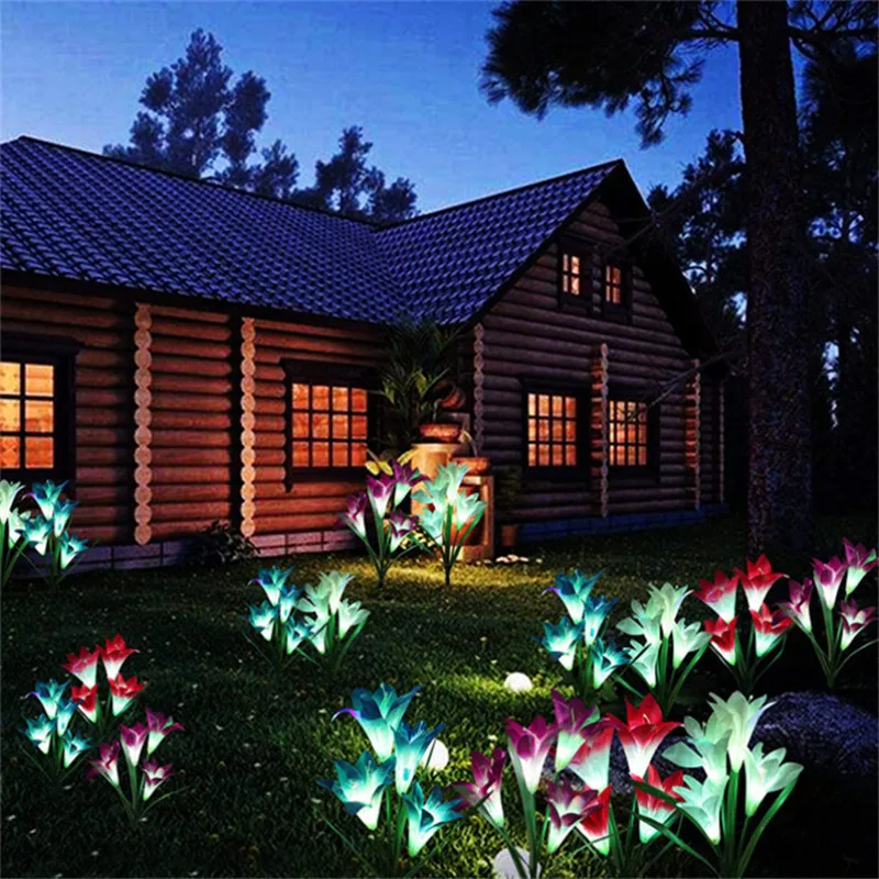 

Solar Lily Light Outdoor LED Solar Lamp RGB Flower Lamp Courtyard Landscape Lawn Lamp Waterproof Christmas Eve Garden Decoration