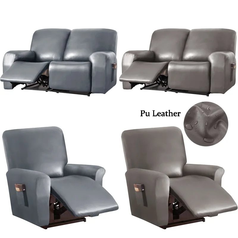 Cover Pu Leather Solid Color Relax Lazy Boy Armchair Slipcovers Recliner Sofa Covers For Living Room
