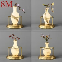 8m modern chinese table lamp creative simple vase glass led brass desk light for home living room bedside decor