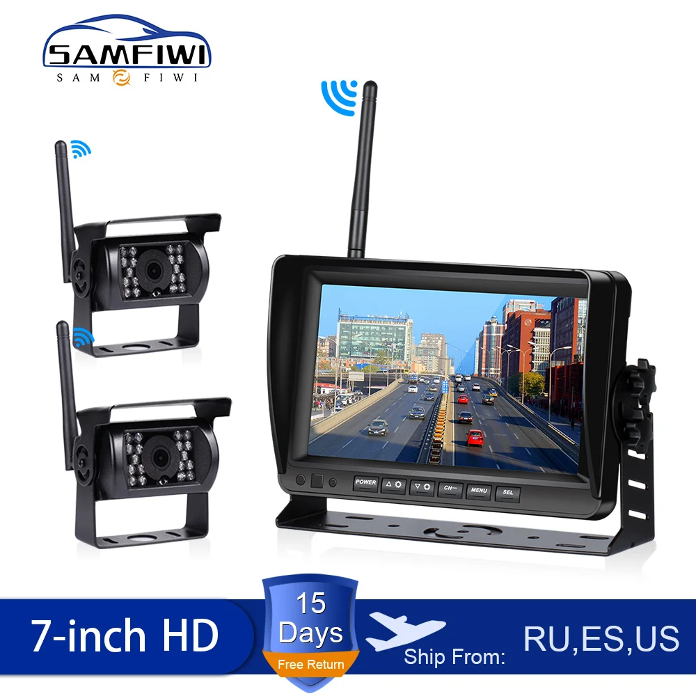 $75.23 7 inch Wireless Car Monitor Truck Screen CMOS IR Night Vision Reverse Backup Wifi Camera Parking System Display for Car