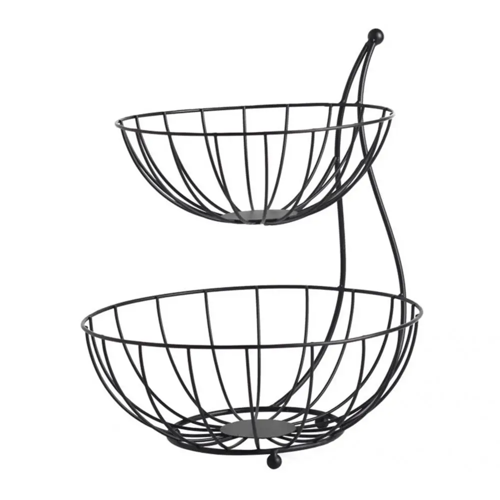 

Space Saving Basket Kitchen for Home Stable Fruit 2-Tier Structure Wrought Iron Vegetable Fruit for Home
