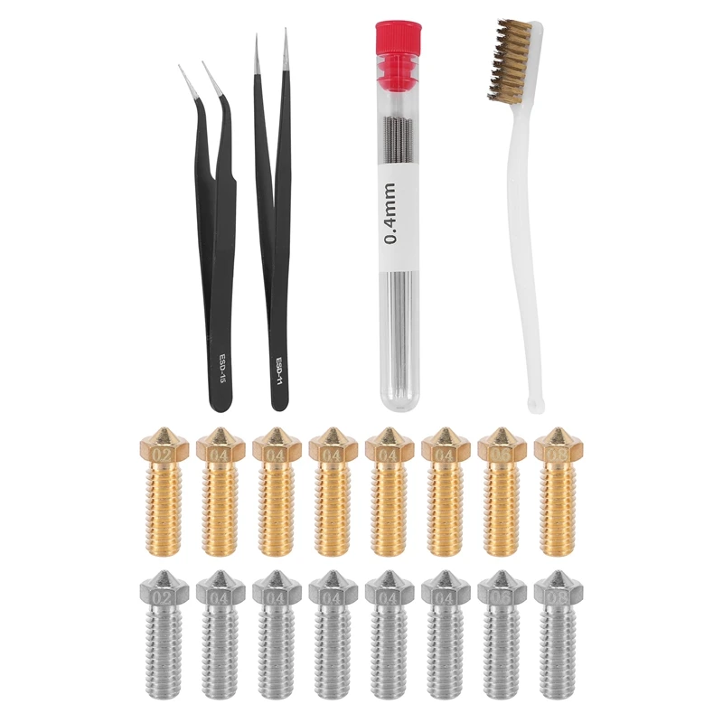 

Набор насадок для 3D-принтера (16 шт.)-8X латунные насадки 8X, насадки из нержавеющей стали для нити 1,75