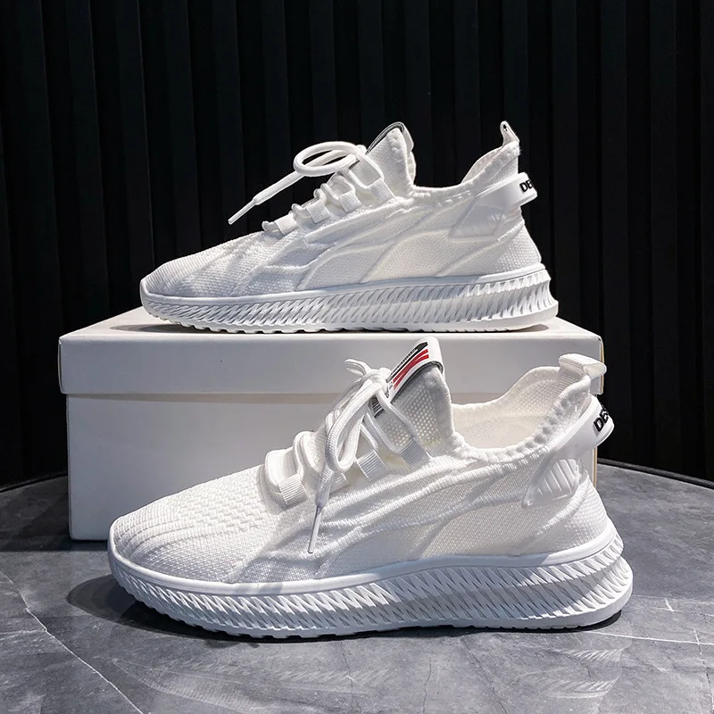 

Women Sneakers White Blalck Fashion Breathable Mesh Fabric Ladies Sports Shoes Flat Casual Lace Up Running Shoes Female Trainers