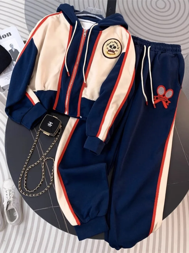 

Женский спортивный костюм, толстовка и брюки с широкими штанинами, комплект из двух предметов, одежда с длинным рукавом, уличная свободная одежда в стиле Харадзюку, осень 2023