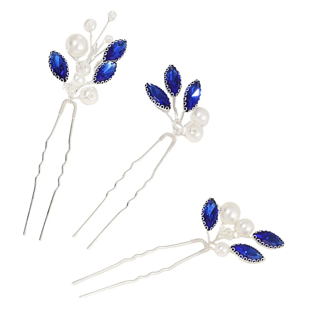

3 Pcs Hair Pin Bridal Accessories U Shaped Hairpin Women Crystal Hairpins Women's