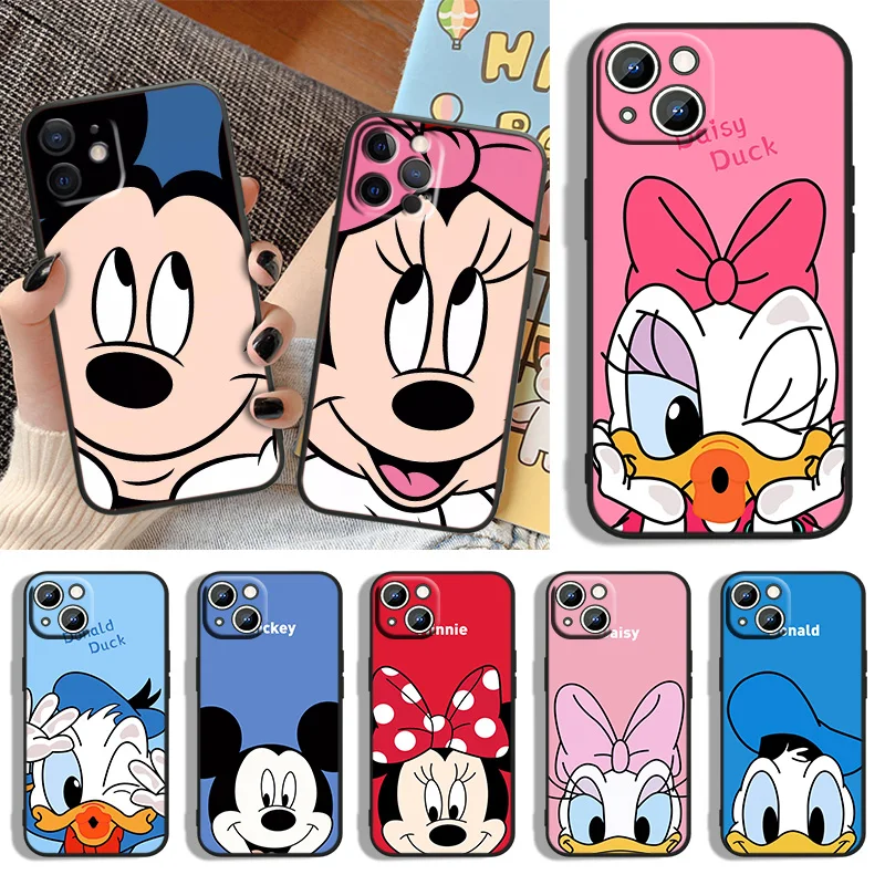 Mickey Minnie Couple Phone Case For Apple iPhone 14 13 12 11 XS XR X 8 7 6 6S 5 5S SE Pro Max Plus mini Black Cover