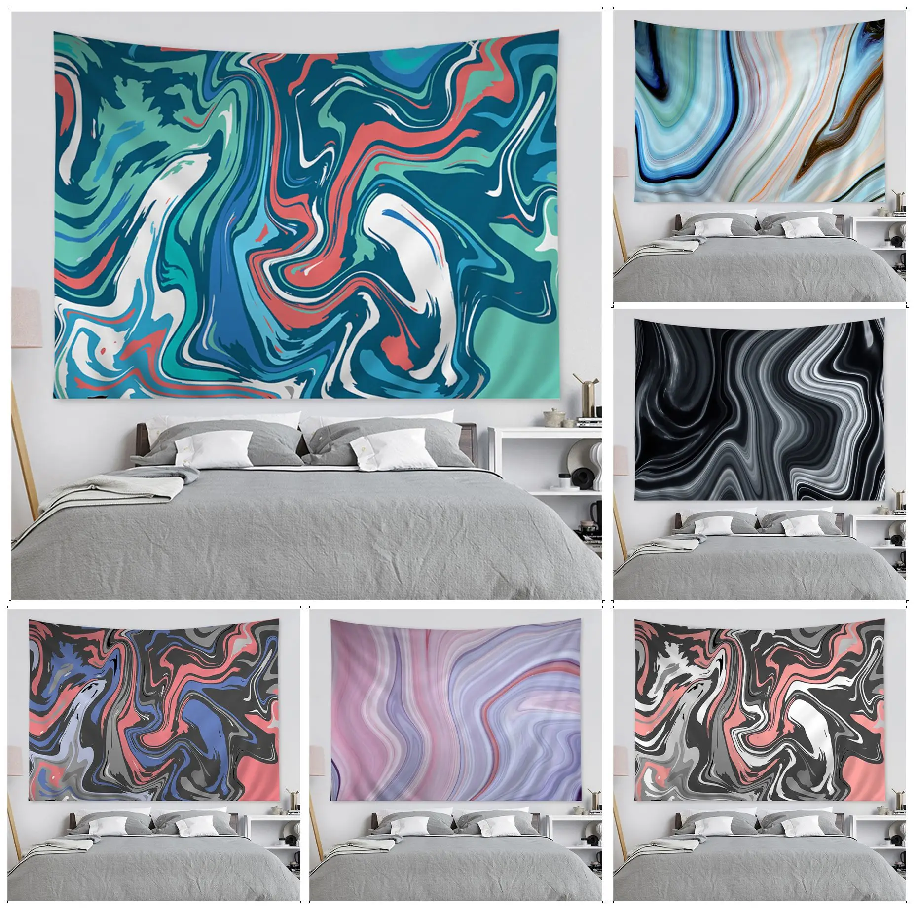 

Ink Marble Liquid Chart Tapestry Wall Hanging Decoration Household Art Home Decor