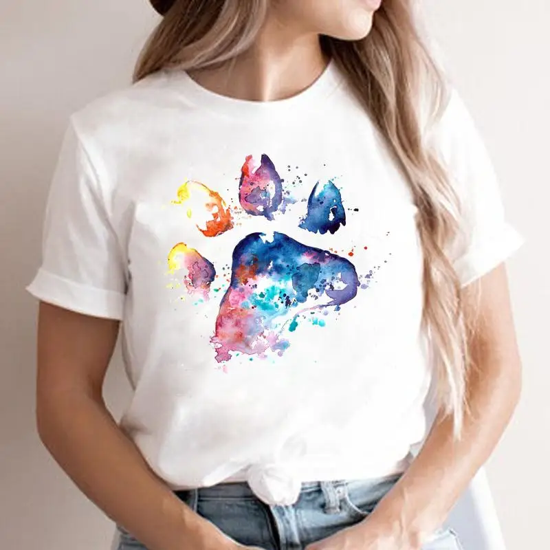 

Funny Cat Short Sleeve Fashion Cartoon T-shirt Harajuku Graphic Girl Watercolor 90s Style Female T-shirt Clothing,Drop Shipping
