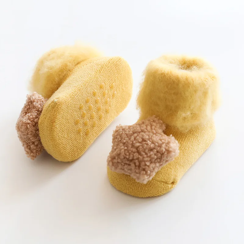 

2022 Cute Baby Socks Stereo Doll Socks Autumn Winter Mid Stocks Velvet Thickening Brush Furry Newborn Floor Socks 0-18 months