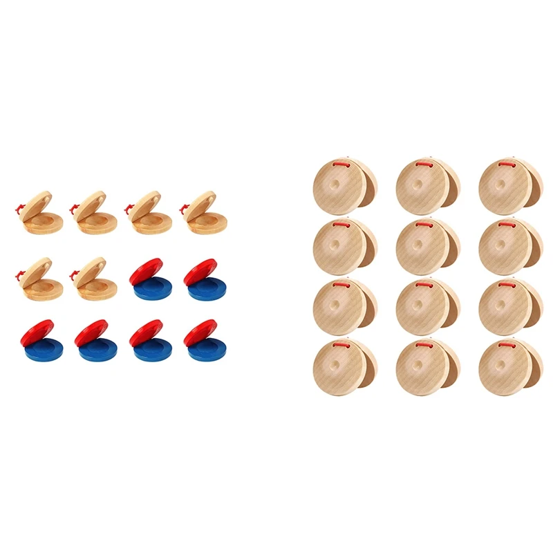 

12 Pcs Musical Castanets Instrument,Wooden Castanets Percussion, Clap Board Music Educational, For Schools And Parties