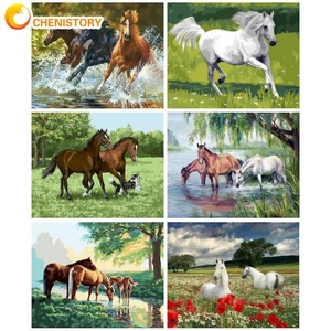 CHENISTORY Acrylic Painting By Numbers Handpainted Coloring By Numbers Horses Number Painting Home Decoration Gift