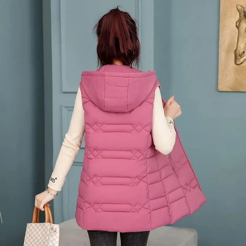 Женский пуховик новая хлопковая стеганая куртка средней длины с капюшоном